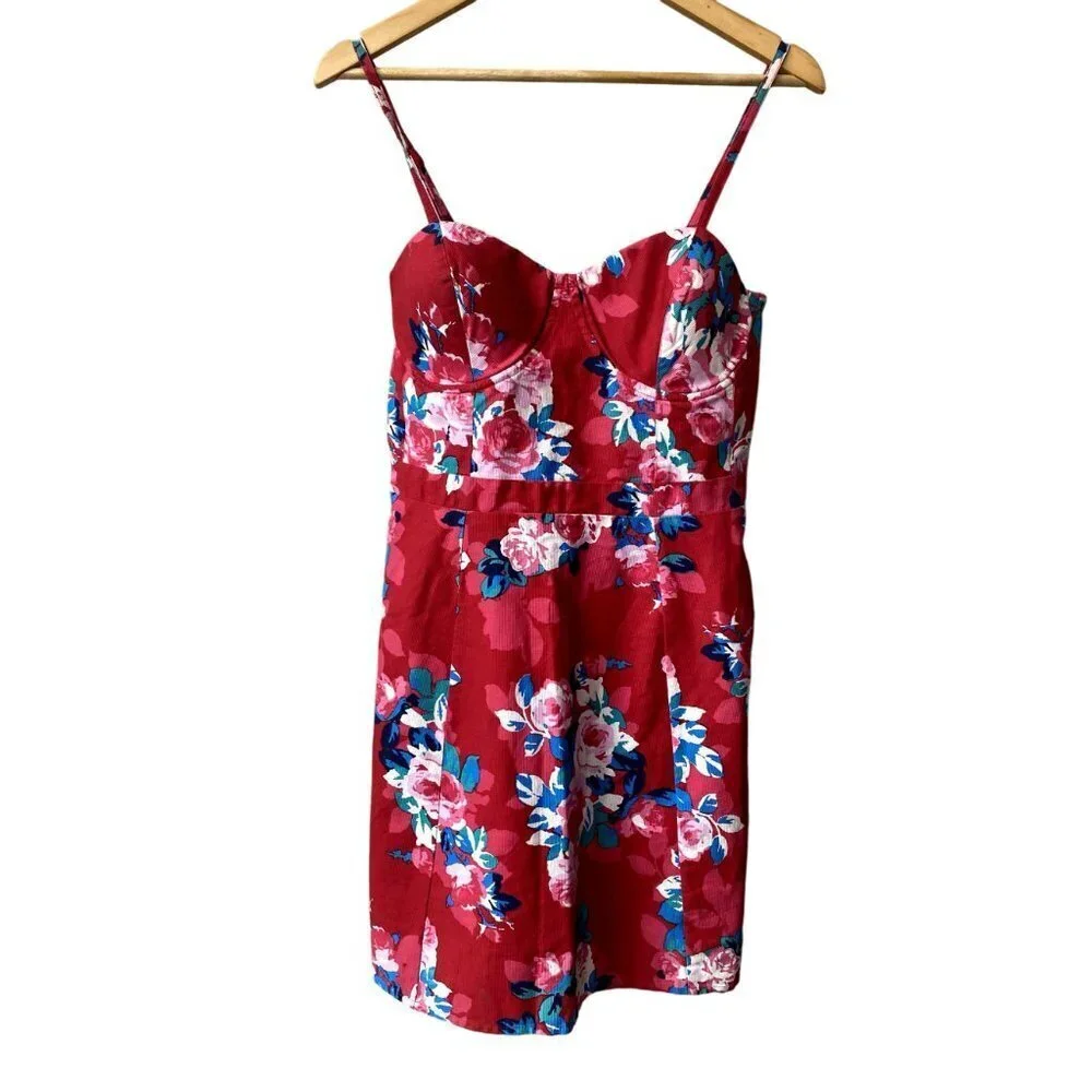 Jessica Simpson‎ Corset Floral Mini Dress Sz L Wedding Guest Date Night Concert